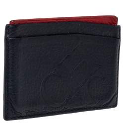 Carolina Herrera Navy Blue/Red Leather Sport Card Holder