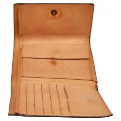 Carolina Herrera Brown Monogram Embossed Leather Trifold Wallet