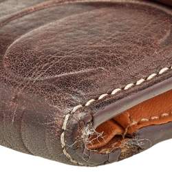 Carolina Herrera Brown Monogram Embossed Leather Trifold Wallet