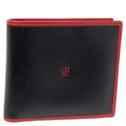 Carolina Herrera Black/Red Leather Bifold Compact Wallet