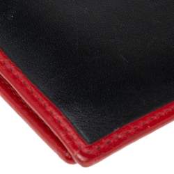 Carolina Herrera Black/Red Leather Bifold Compact Wallet
