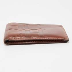 Carolina Herrera Brown Monogram Embossed Leather Bifold Wallet