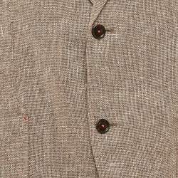 Carolina Herrera Beige Linen Blend Traditional Single Breasted Blazer XXL