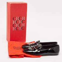 Carolina Herrera Black Patent Leather Smoking Slippers Size 39