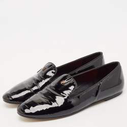 Carolina Herrera Black Patent Leather Smoking Slippers Size 39