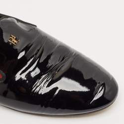 Carolina Herrera Black Patent Leather Smoking Slippers Size 39