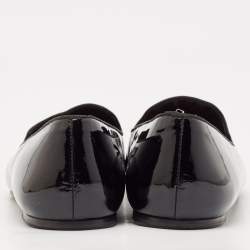 Carolina Herrera Black Patent Leather Smoking Slippers Size 39