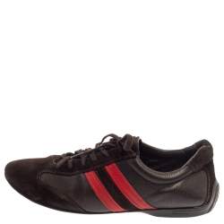 Pre Owned CH Carolina Herrera Brown Leather And Suede Low Top Sneakers Size 44