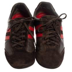 Pre Owned CH Carolina Herrera Brown Leather And Suede Low Top Sneakers Size 44