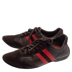 Pre Owned CH Carolina Herrera Brown Leather And Suede Low Top Sneakers Size 44