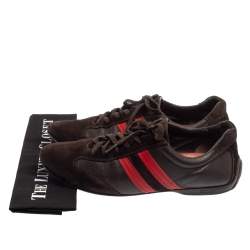 Pre Owned CH Carolina Herrera Brown Leather And Suede Low Top Sneakers Size 44