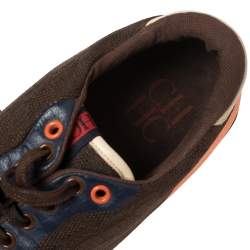 Carolina Herrera Multicolor Leather And Canvas Low Top Sneakers Size 43