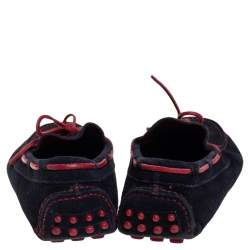 CH Carolina Herrera Blue/Red Leather And Suede Slip On Loafers Size 41.5