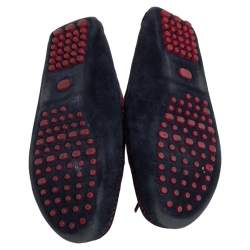 CH Carolina Herrera Blue/Red Leather And Suede Slip On Loafers Size 41.5