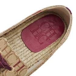CH Carolina Herrera Beige Monogram Canvas Espadrille Flats Size 44.5