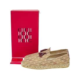 CH Carolina Herrera Beige Monogram Canvas Espadrille Flats Size 44.5