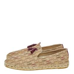 CH Carolina Herrera Beige Monogram Canvas Espadrille Flats Size 44.5