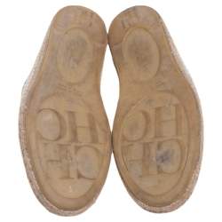 Carolina Herrera Beige Monogram Canvas Espadrilles Flats Size 45