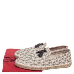 Carolina Herrera Beige Monogram Canvas Espadrilles Flats Size 45