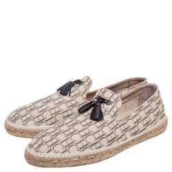 Carolina Herrera Beige Monogram Canvas Espadrilles Flats Size 45