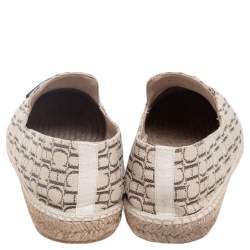 Carolina Herrera Beige Monogram Canvas Espadrilles Flats Size 45
