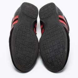 CH Carolina Herrera Black/Red Leather and Suede Low-Top Sneakers Size 43