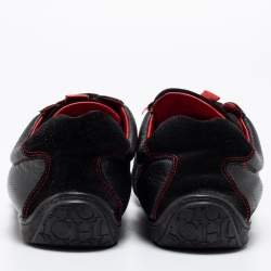 CH Carolina Herrera Black/Red Leather and Suede Low-Top Sneakers Size 43