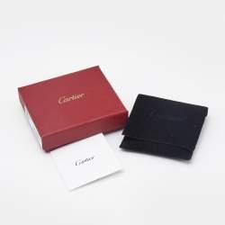 Cartier Double C de Cartier Logo Blue Lacquer Palladium Plated Steel Key Ring