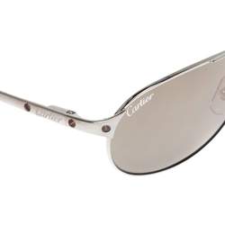 Pre Owned Cartier Silver Mirrored Santos Dumont Santos de Cartier Wayfarer Sunglasses