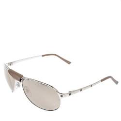 Pre Owned Cartier Silver Mirrored Santos Dumont Santos de Cartier Wayfarer Sunglasses