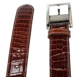 Pre Owned Cartier Brown Crocodile Tank America Belt 110CM