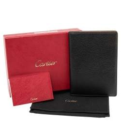 Pre Owned Cartier Black Leather Passport Holder