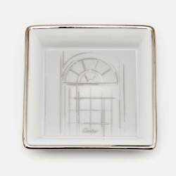 Cartier Porcelain Platinum Finish Window Print Mini Ashtray