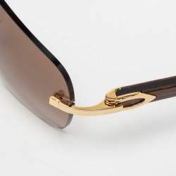 Cartier Gold/Brown Gradient Wooden C Décor Sunglasses