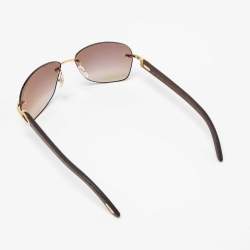 Cartier Gold/Brown Gradient Wooden C Décor Sunglasses
