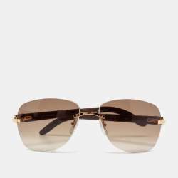 Cartier Gold/Brown Gradient Wooden C Décor Sunglasses