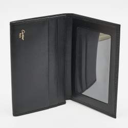 Cartier Black Leather Logo Flap Card Case