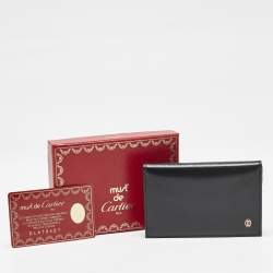 Cartier Black Leather Logo Flap Card Case