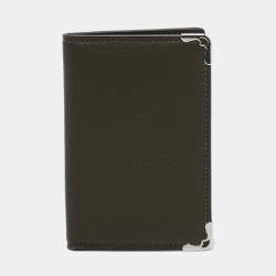 Cartier Khaki Green Leather Must De Cartier Card Holder