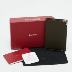 Cartier Khaki Green Leather Must De Cartier Card Holder
