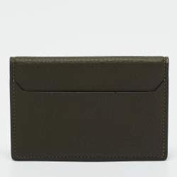 Cartier Khaki Green Leather Must De Cartier Card Holder