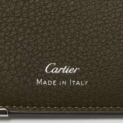 Cartier Khaki Green Leather Must De Cartier Card Holder