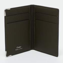 Cartier Khaki Green Leather Must De Cartier Card Holder