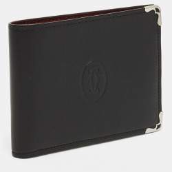 Pre Owned Cartier Black Leather Must de Cartier Bifold Wallet