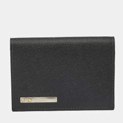 Pre Owned Cartier Black Leather Santos Business Card Holder