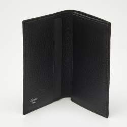 Pre Owned Cartier Black Leather Santos Business Card Holder