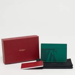 مملوكة مسبقًا حافظة بطاقات مزدوجة جلد أخضر كارتير مست دي كارتير