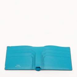 Pre Owned محفظة كارتتييه ماست دو كارتتييه جلد محفور أخضر/أزرق طيه مزدوجة