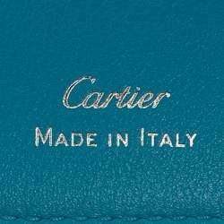 Pre Owned محفظة كارتتييه ماست دو كارتتييه جلد محفور أخضر/أزرق طيه مزدوجة