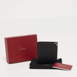 Pre Owned محفظة كارتتييه طية مزدوجة ماست دو كارتتييه جلد أسود